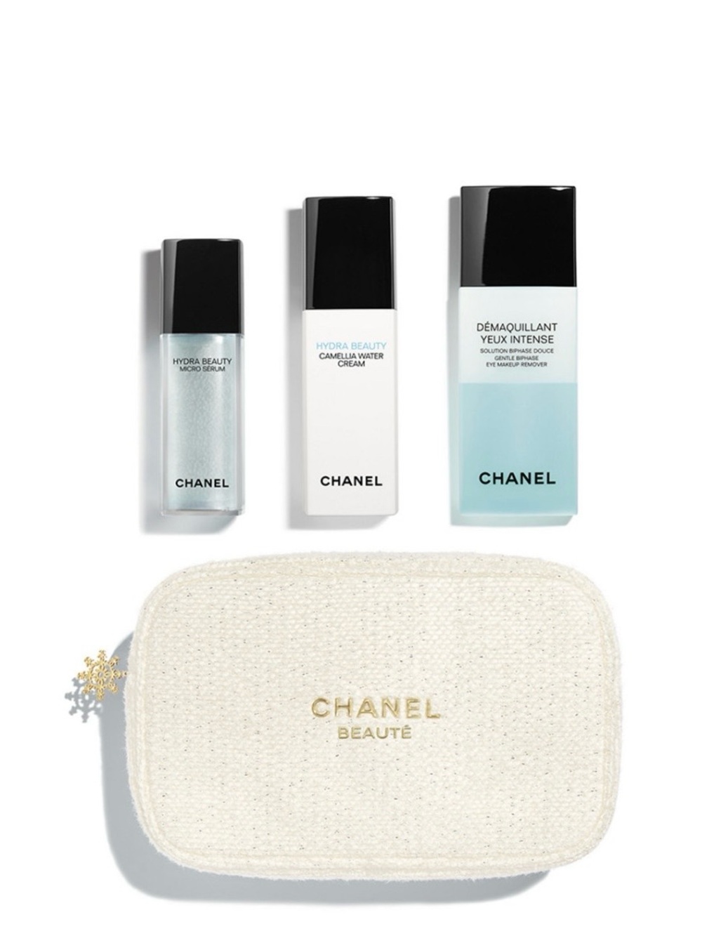 New and never used Chanel Layers of Hydration Skincare Set with Beauty Pouch